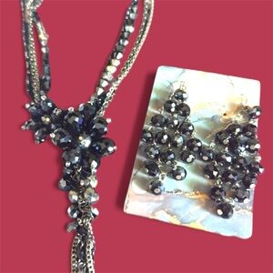 Apt 9 necklace and earrings set gorgeous beaded blue flower statement set